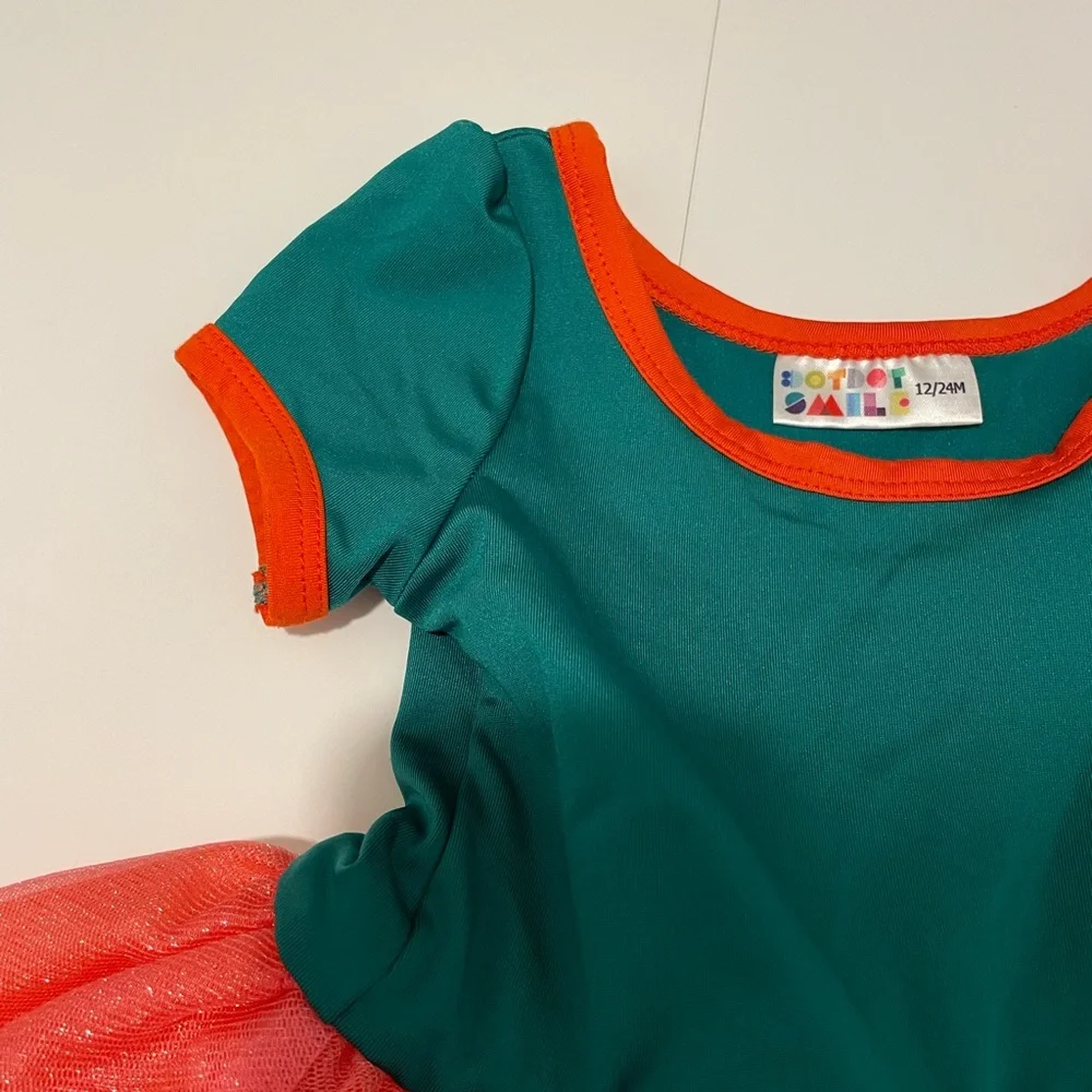 Dot Dot Smile Christmas Tulle Dress Cap Sleeves Green Pink Red Size 12-24 Months